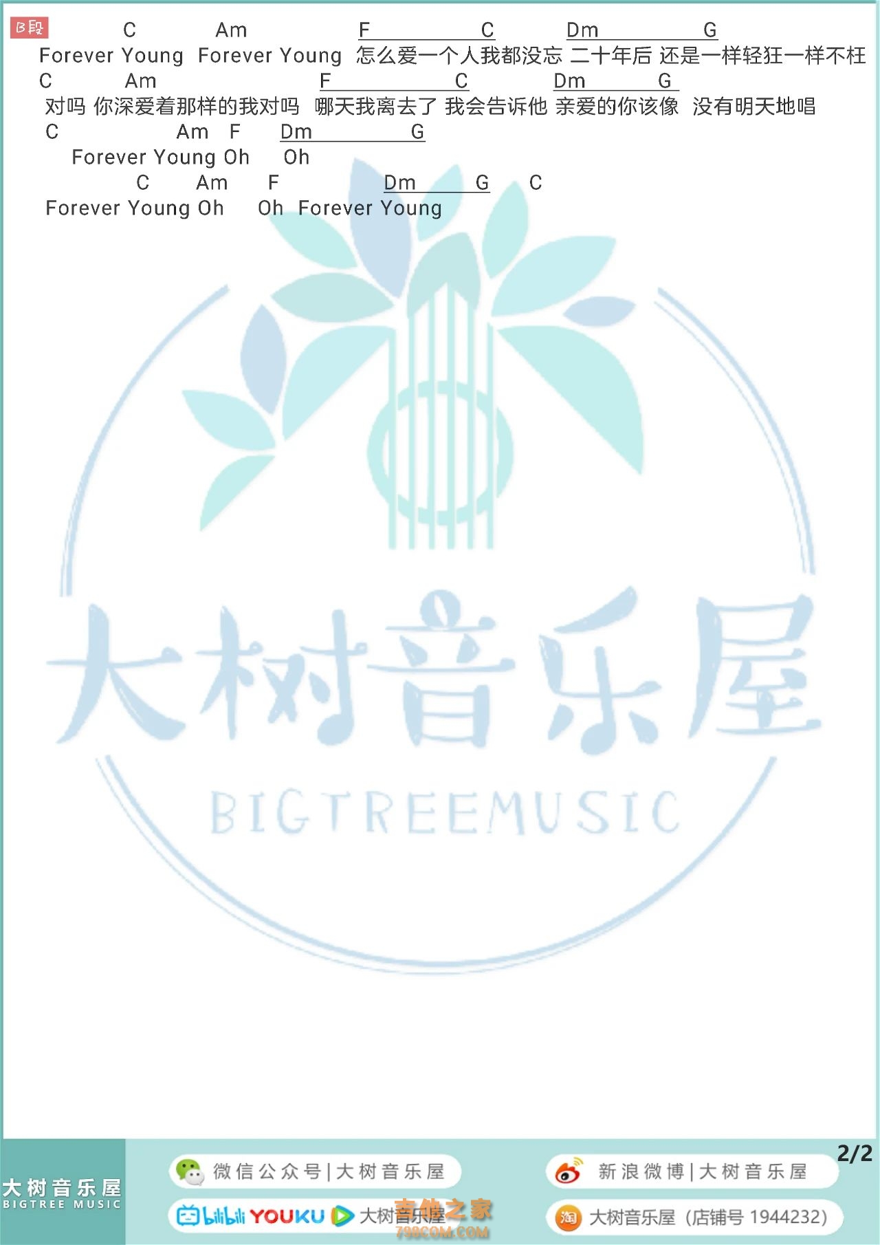 艾怡良《Forever Young》吉他弹唱曲谱