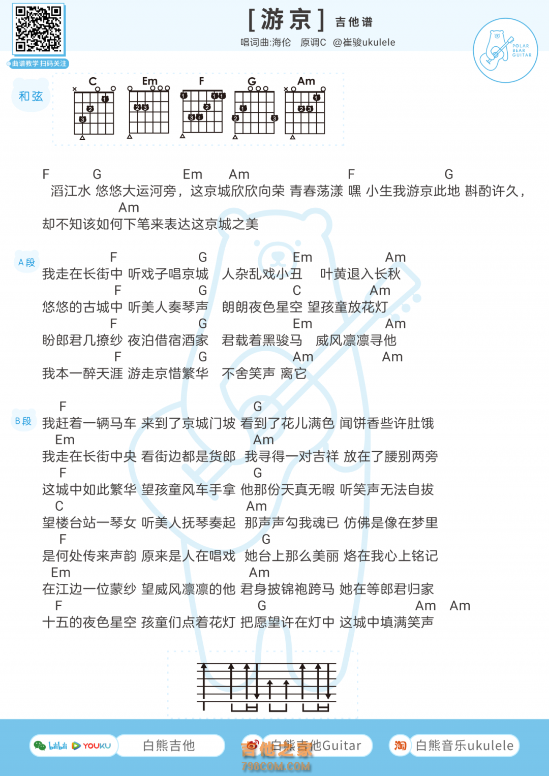 海伦《游京》吉他谱