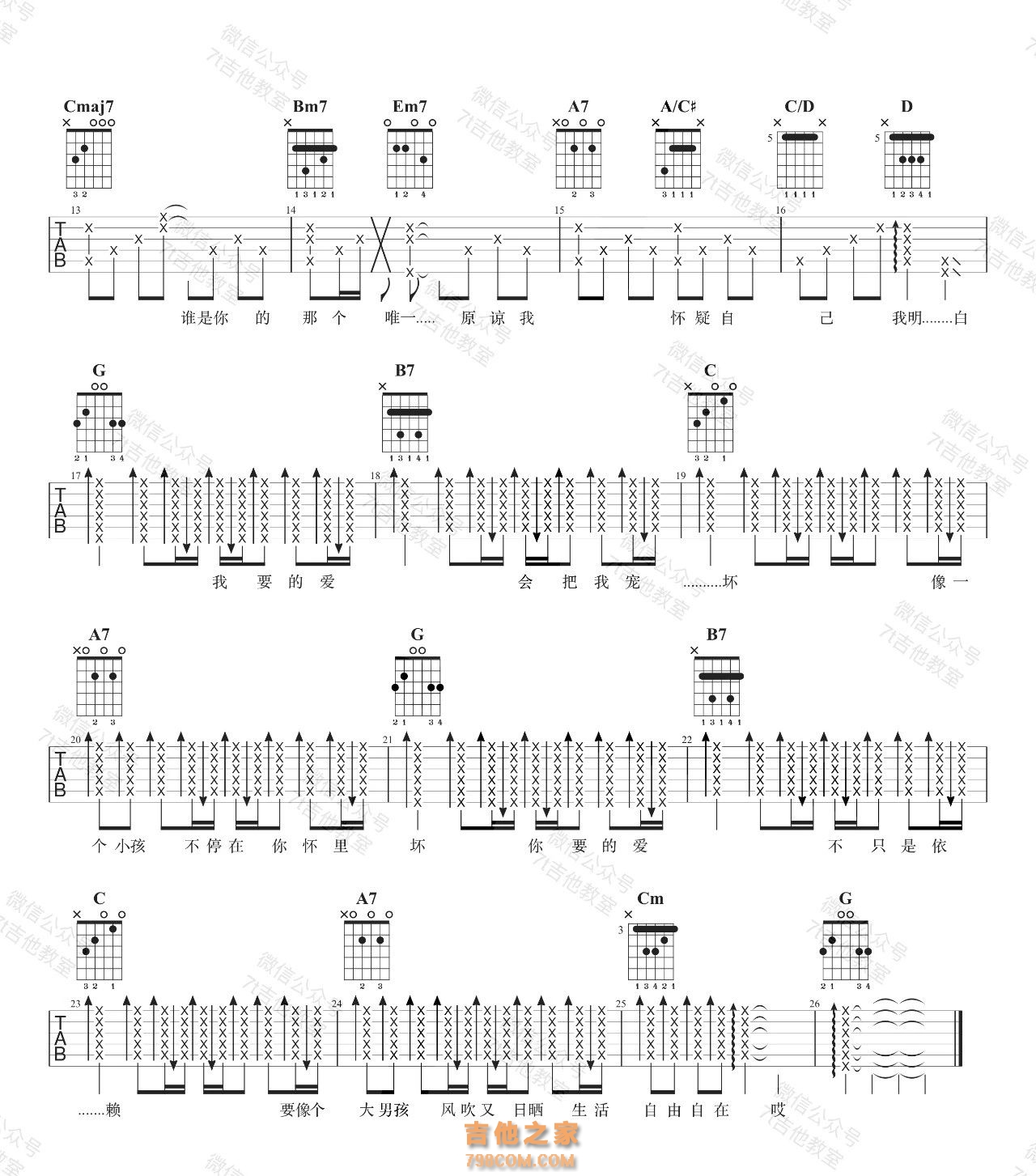 戴佩妮《你要的爱》吉他谱