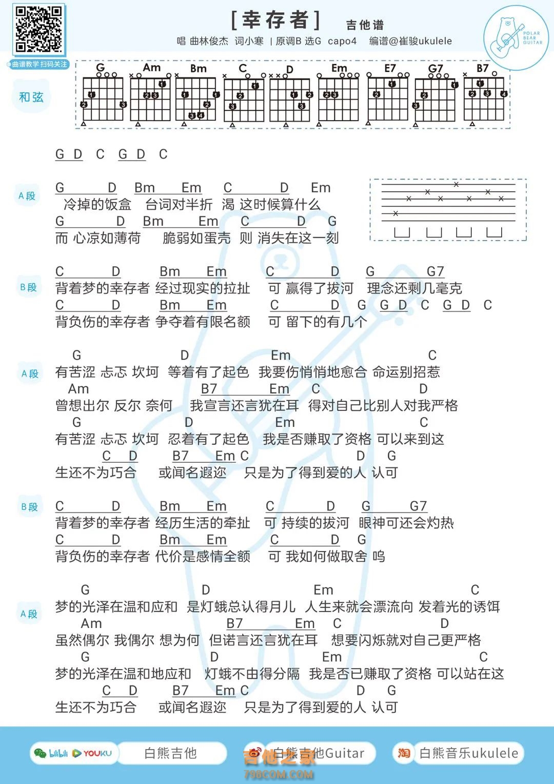 林俊杰《幸存者》吉他谱