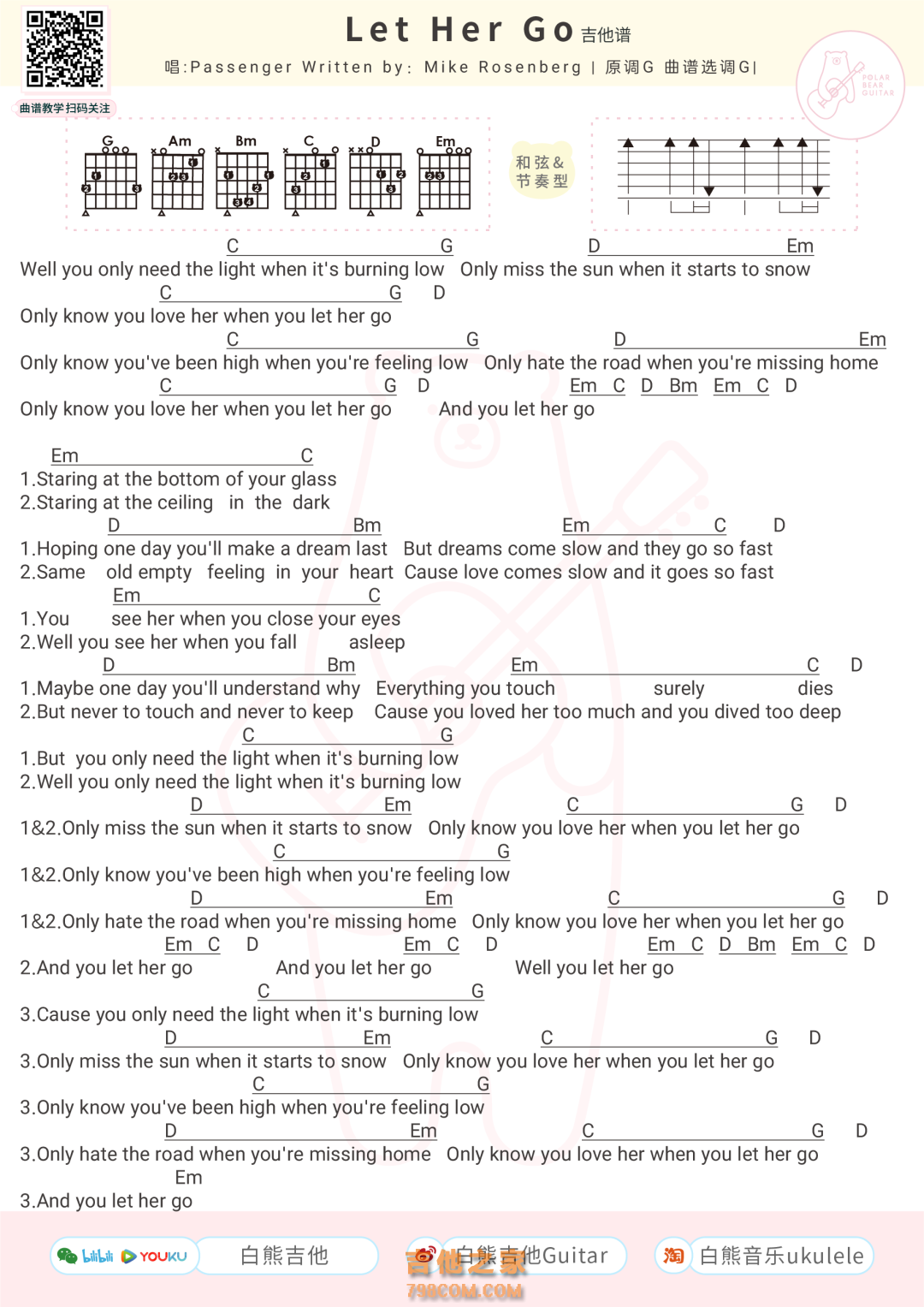 Passenger《Let Her Go》吉他谱