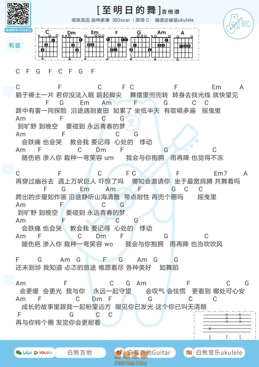 陈奕迅《致明日的舞》吉他谱