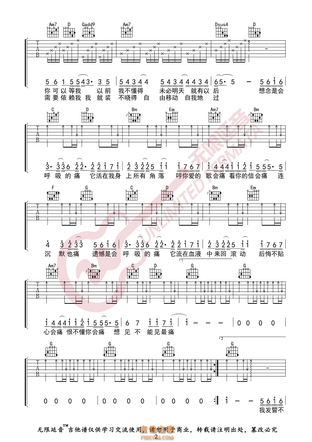 梁静茹 会呼吸的痛 吉他谱