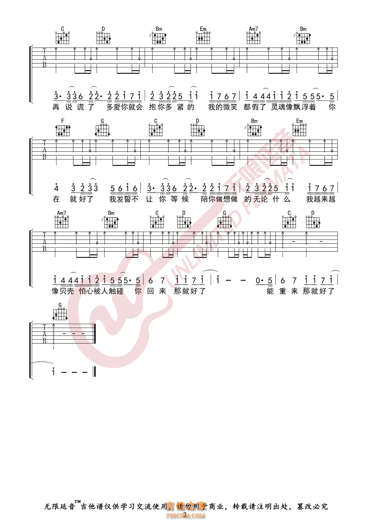 梁静茹 会呼吸的痛 吉他谱