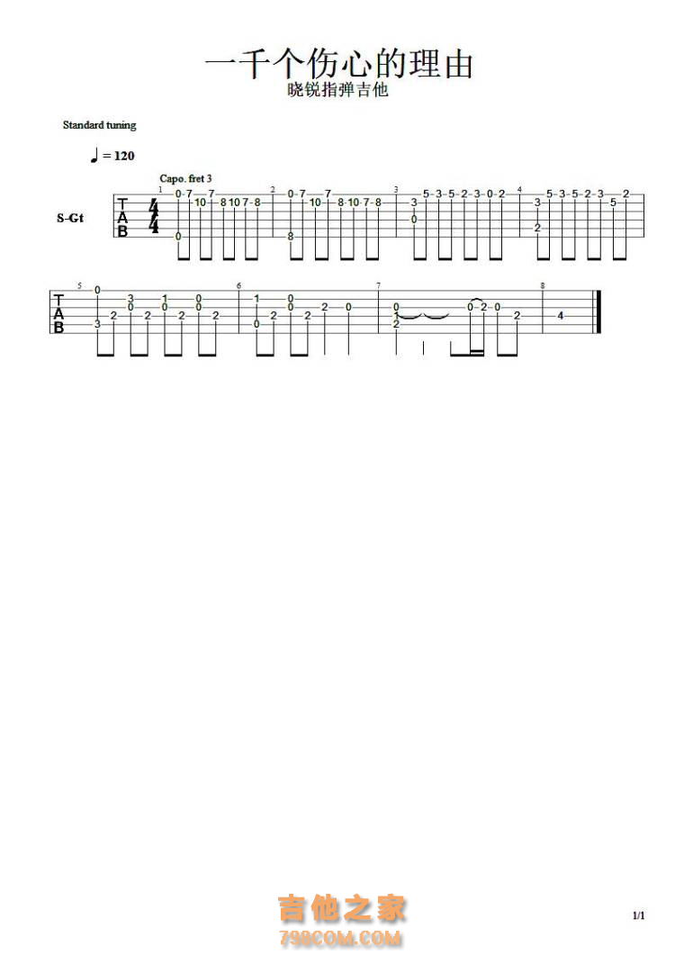 一千个伤心的理由吉他solo普
