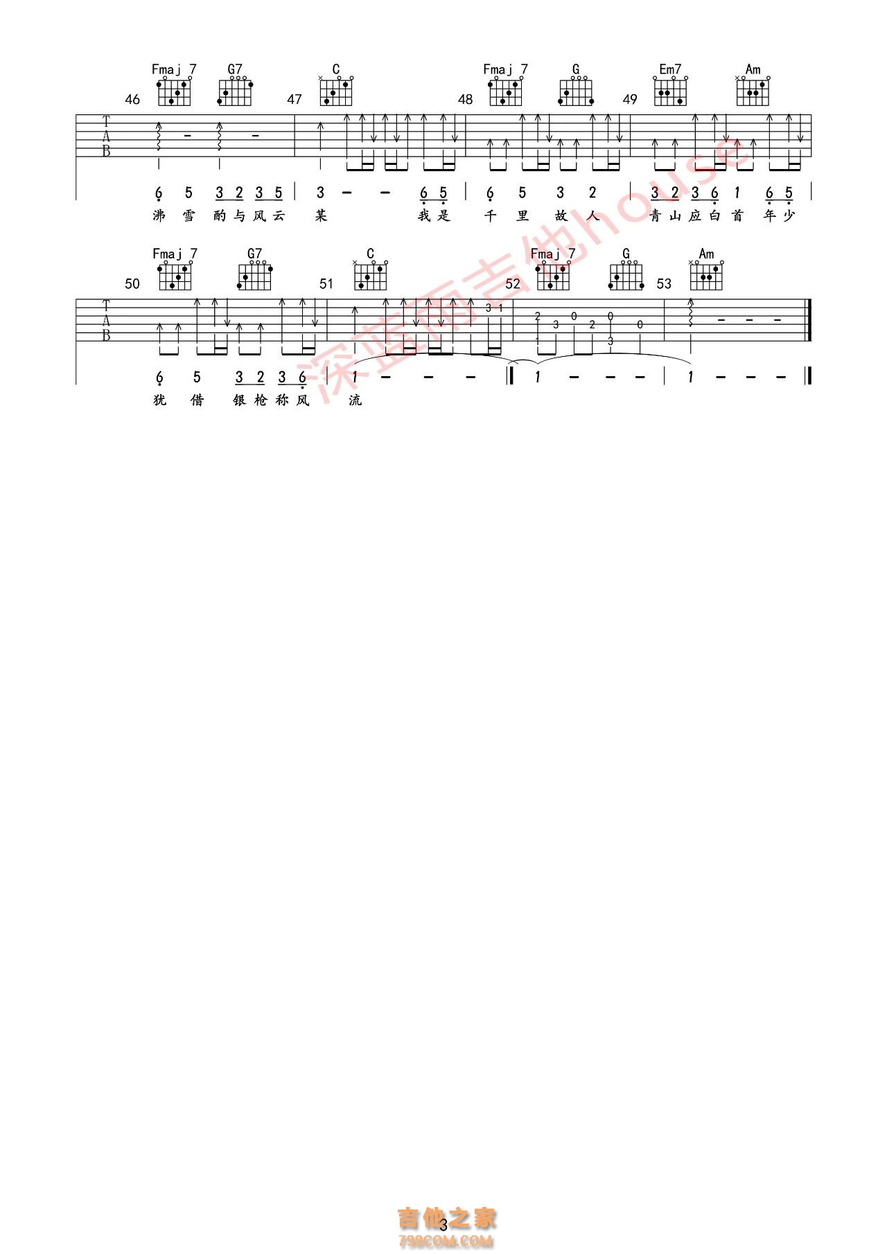 Beyond 不再犹豫 吉他谱