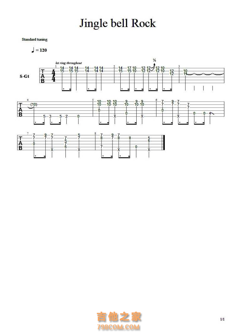 [圣诞歌曲]jingle bell rock吉他SOLO谱