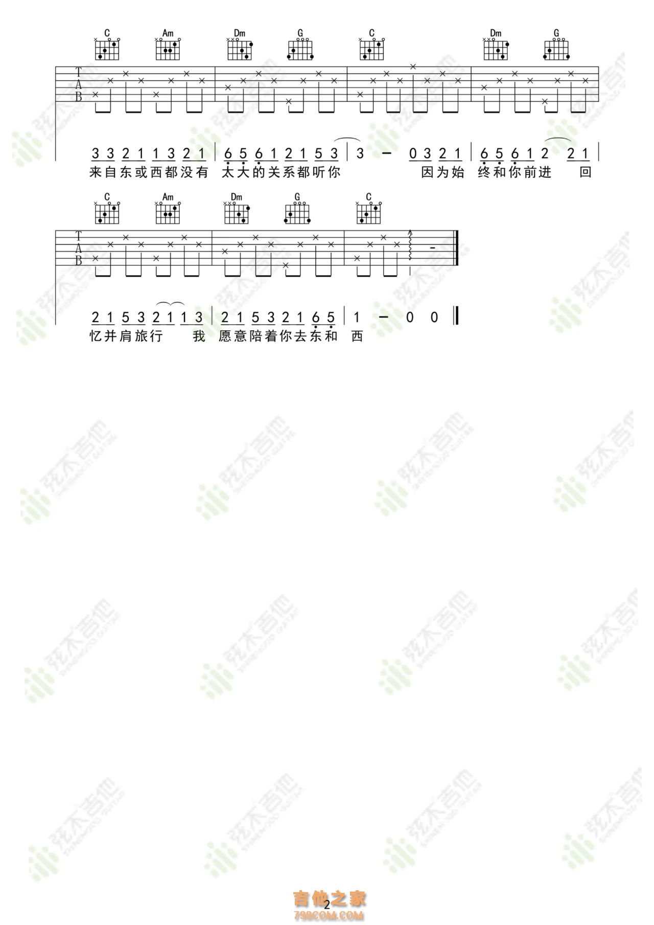 林俊呈《东西》吉他弹唱谱