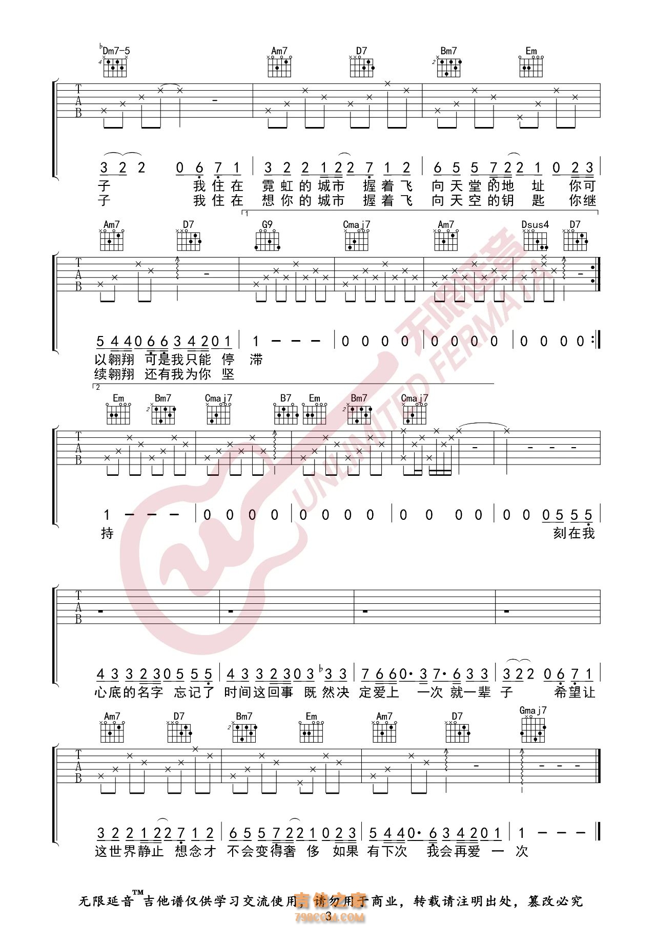 卢广仲 刻在我心底的名字 吉他谱
