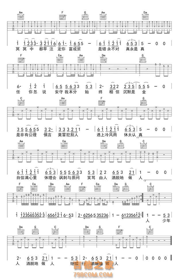 张国荣《沉默是金》吉他谱