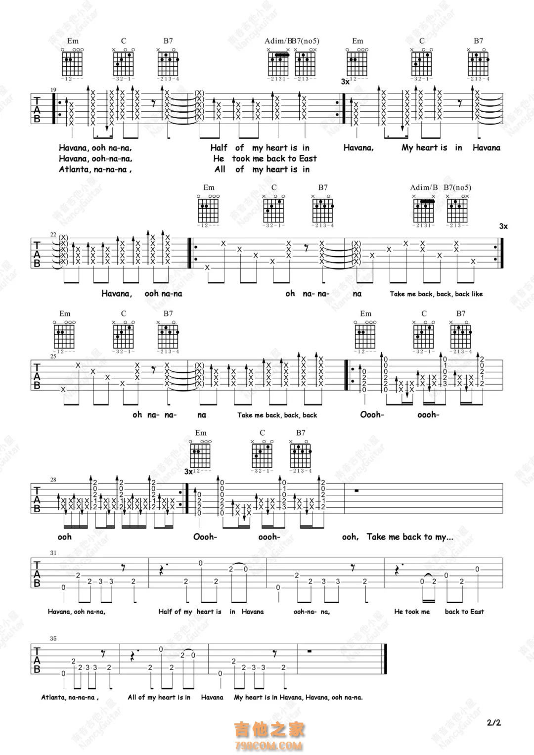 Camila Cabello《Havana》吉他谱