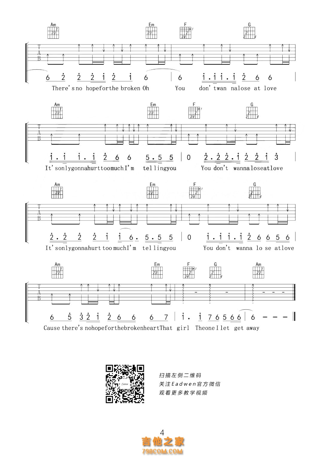 抖音ollymars That girl吉他谱