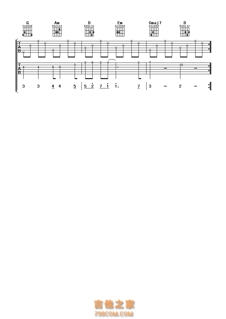 任贤齐《还有我》吉他谱G调