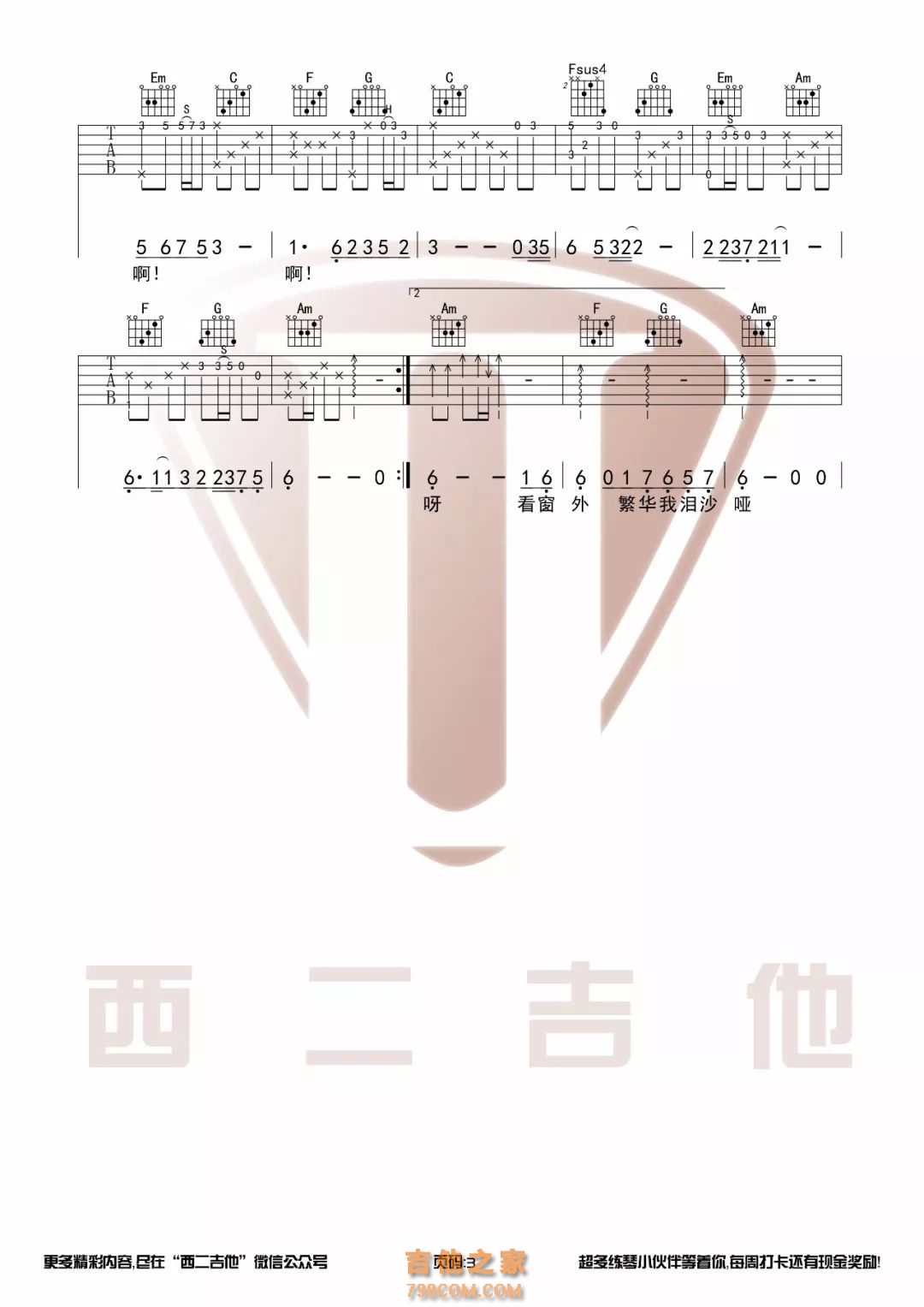 [嘴巴嘟嘟·抖音热曲]刘子璇《嘴巴嘟嘟》吉他弹唱谱