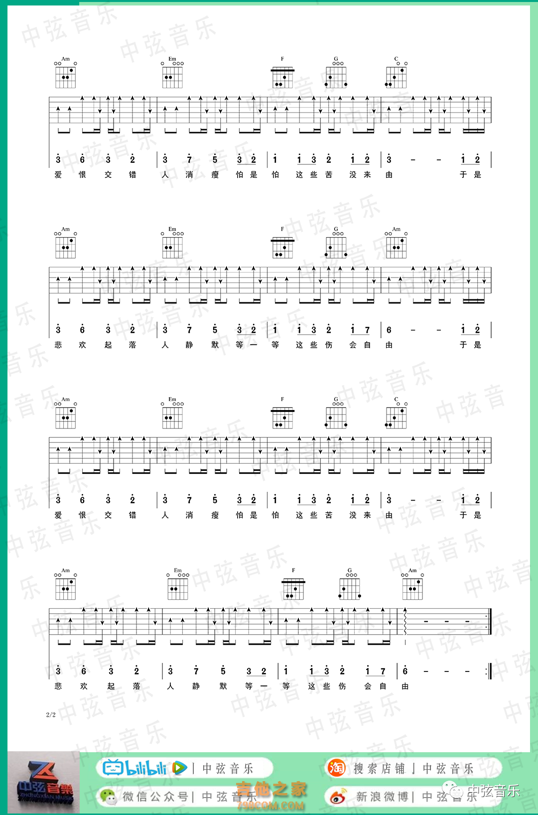 张雨生《口是心非》吉他谱