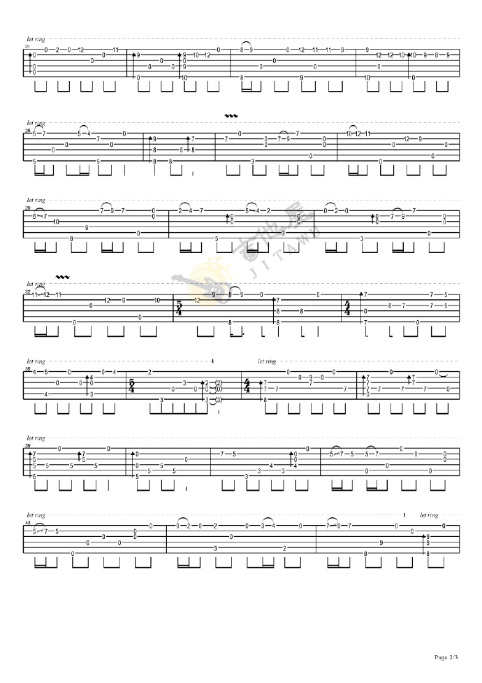 关于你的事指弹吉他谱2-押尾桑