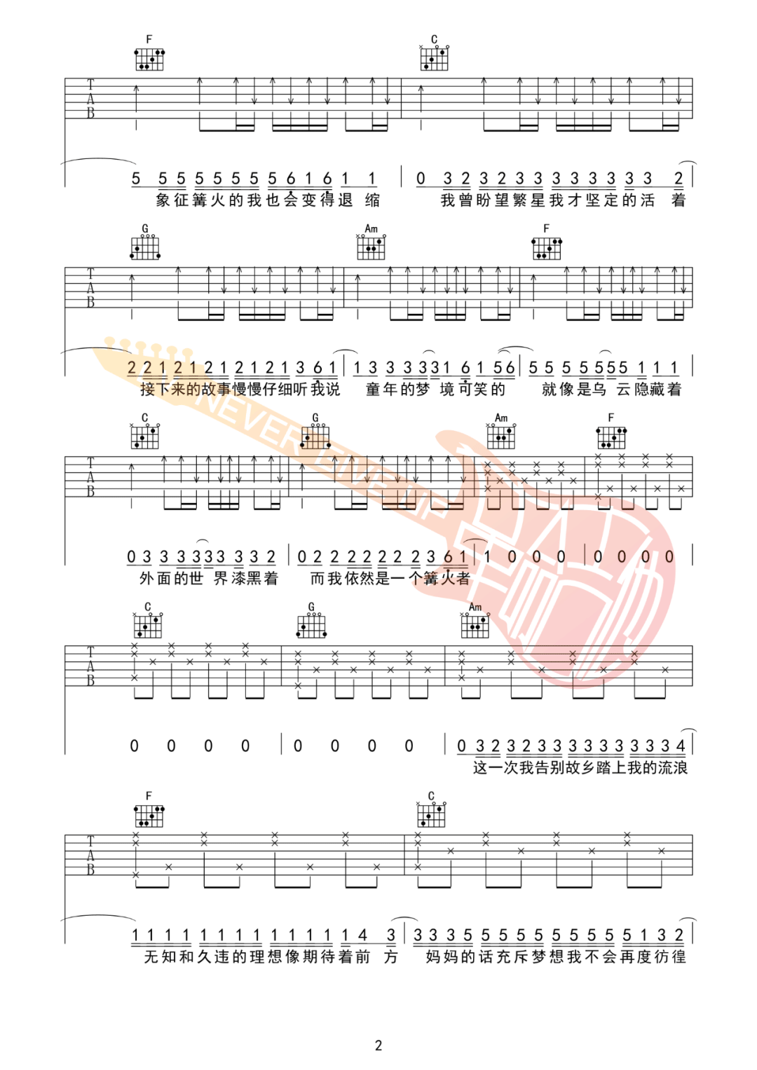 妈妈的话吉他谱2-zyboy忠宇