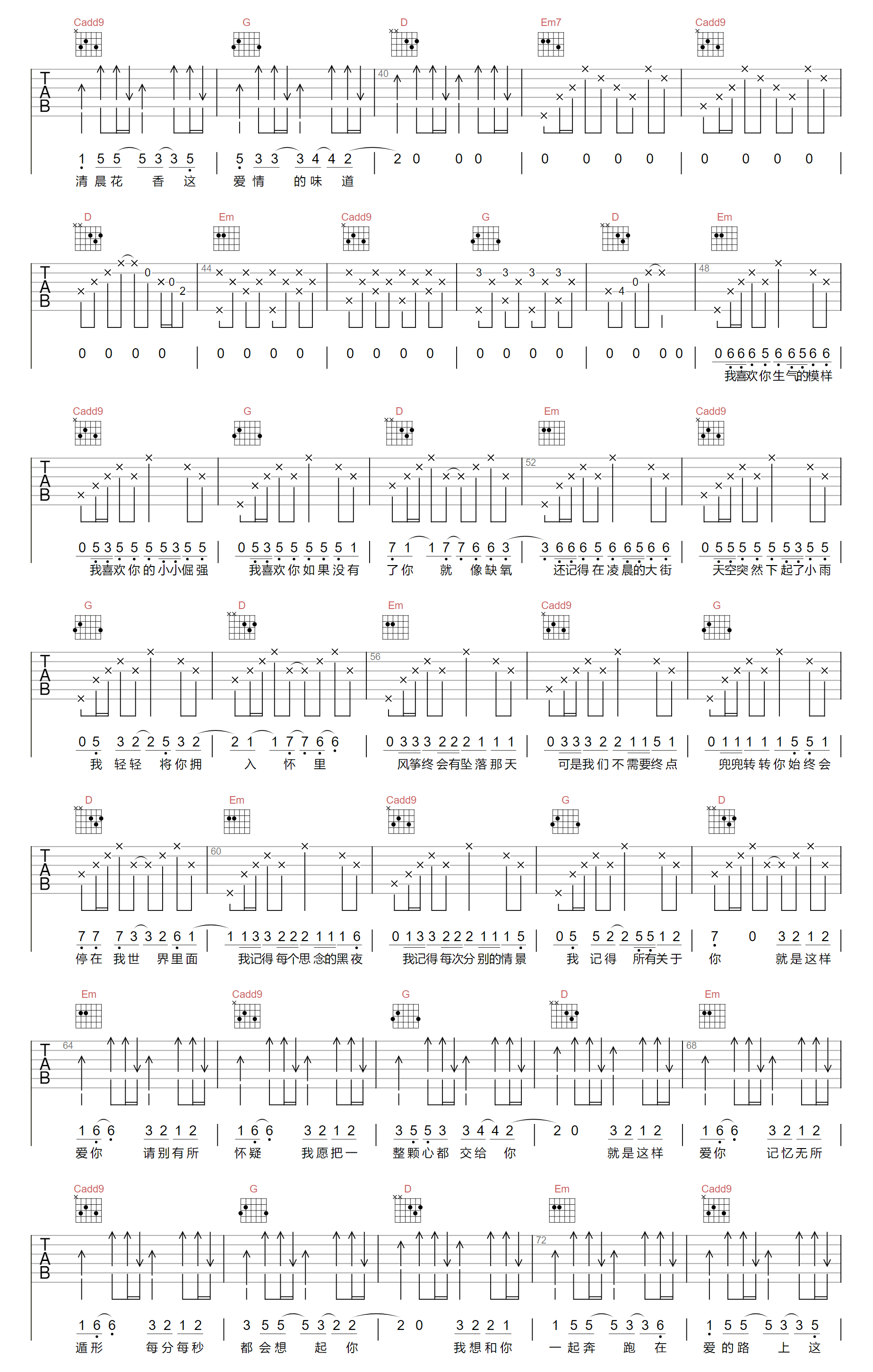 缺氧吉他谱_安苏羽_G调原版指法六线谱_吉他弹唱谱2