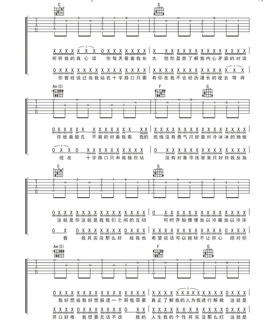 我想更懂你吉他谱_苏星婕_C调原版指法六线谱_吉他弹唱谱2