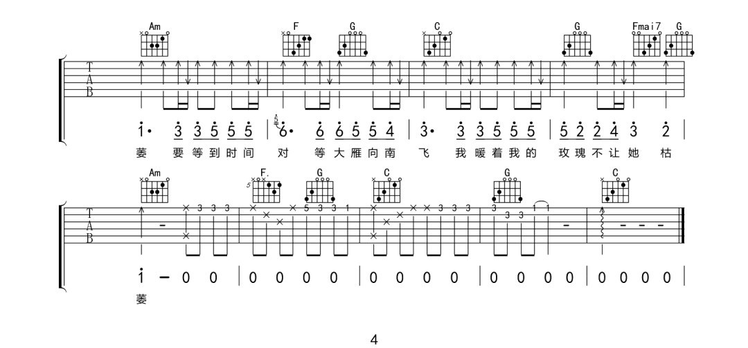 孤芳自赏吉他谱4-杨小壮-G调指法
