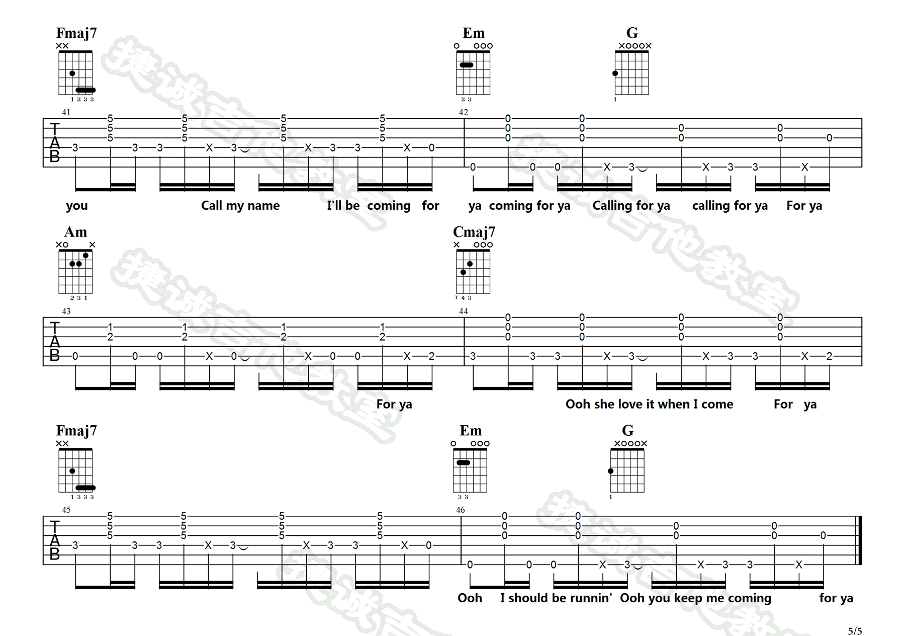 Senorita吉他谱5-Shawn-Mendes-C调指法