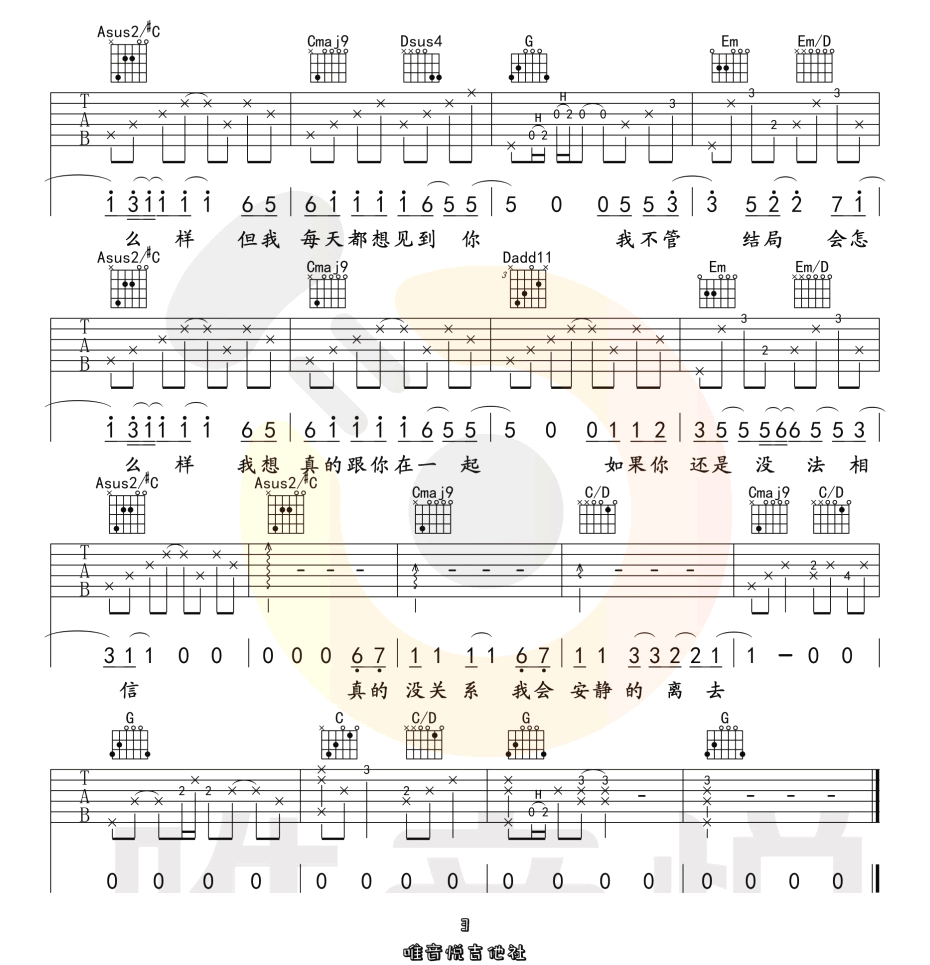 小宇吉他谱3-张震岳-G调指法