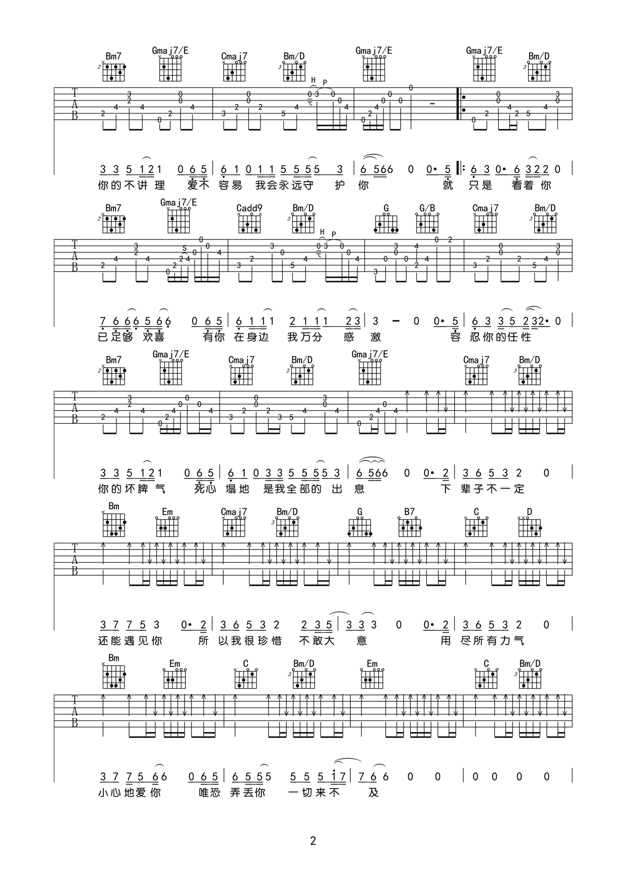 下辈子不一定还能遇见你吉他谱2-莫叫姐姐-G调指法