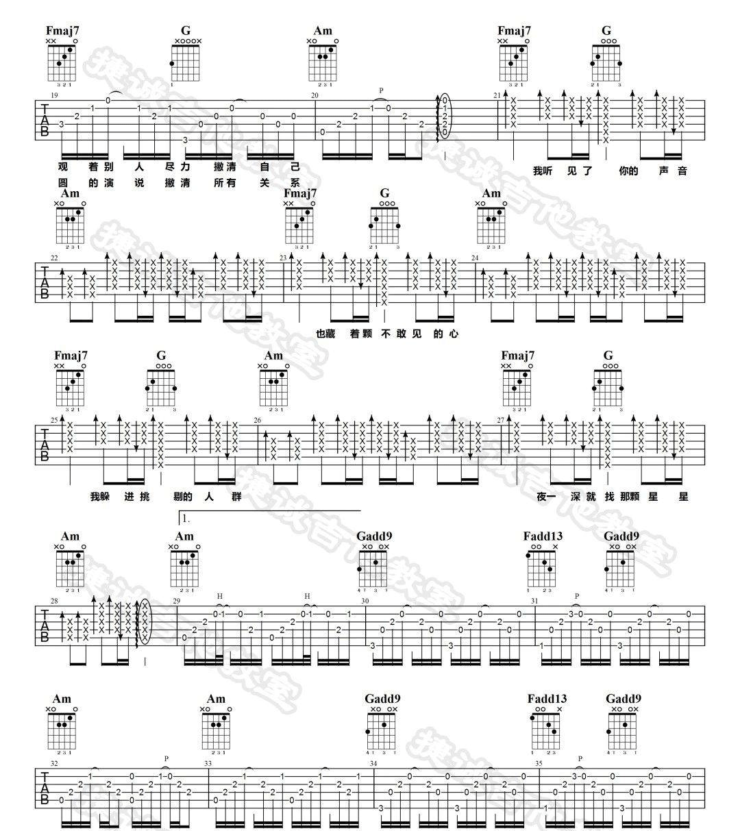 我好像在哪见过你吉他谱2-薛之谦-C调指法