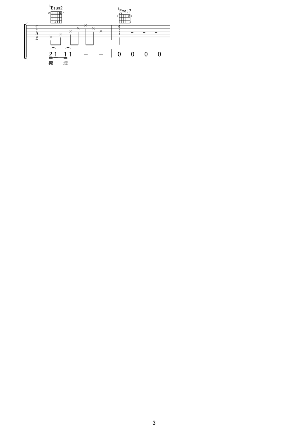 泪海吉他谱3-许茹芸-D调指法