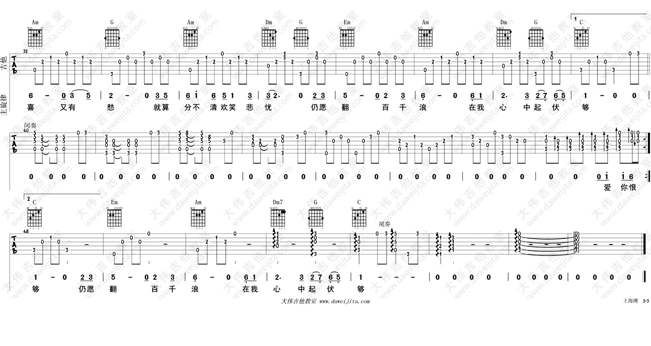 上海滩吉他谱3-叶丽仪-C调指法
