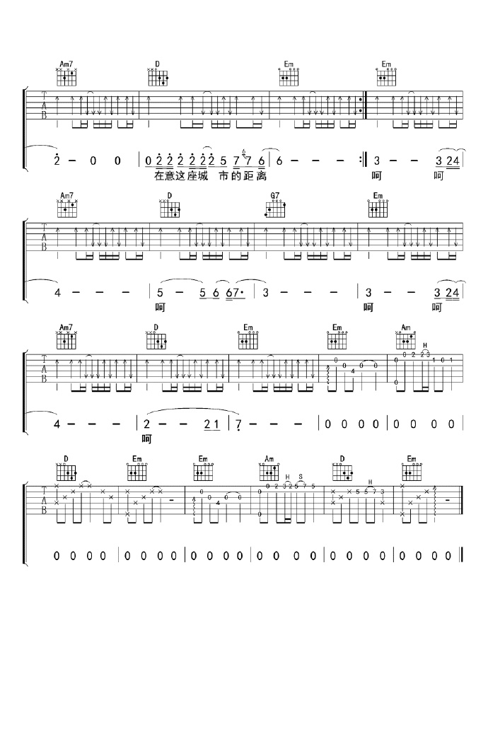 有没有人告诉你吉他谱3-陈楚生-G调指法