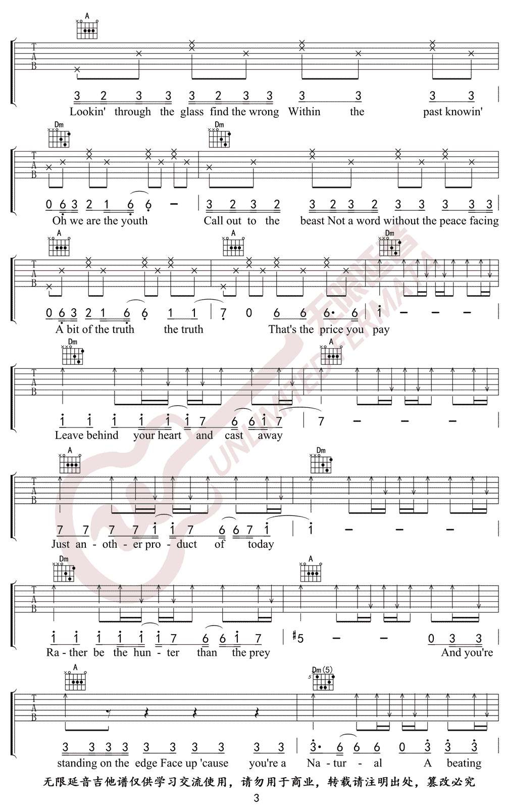 Natural吉他谱3-Imagine-Dragons-F调指法