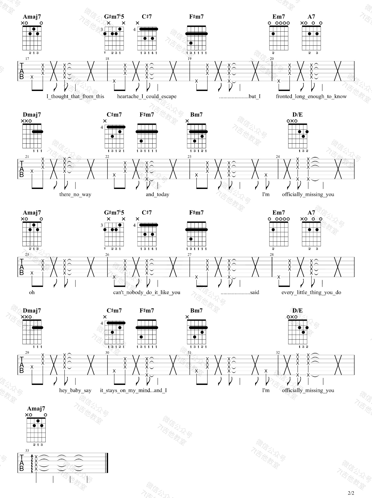 Officially-Missing-You吉他谱2-Tamia-G调指法