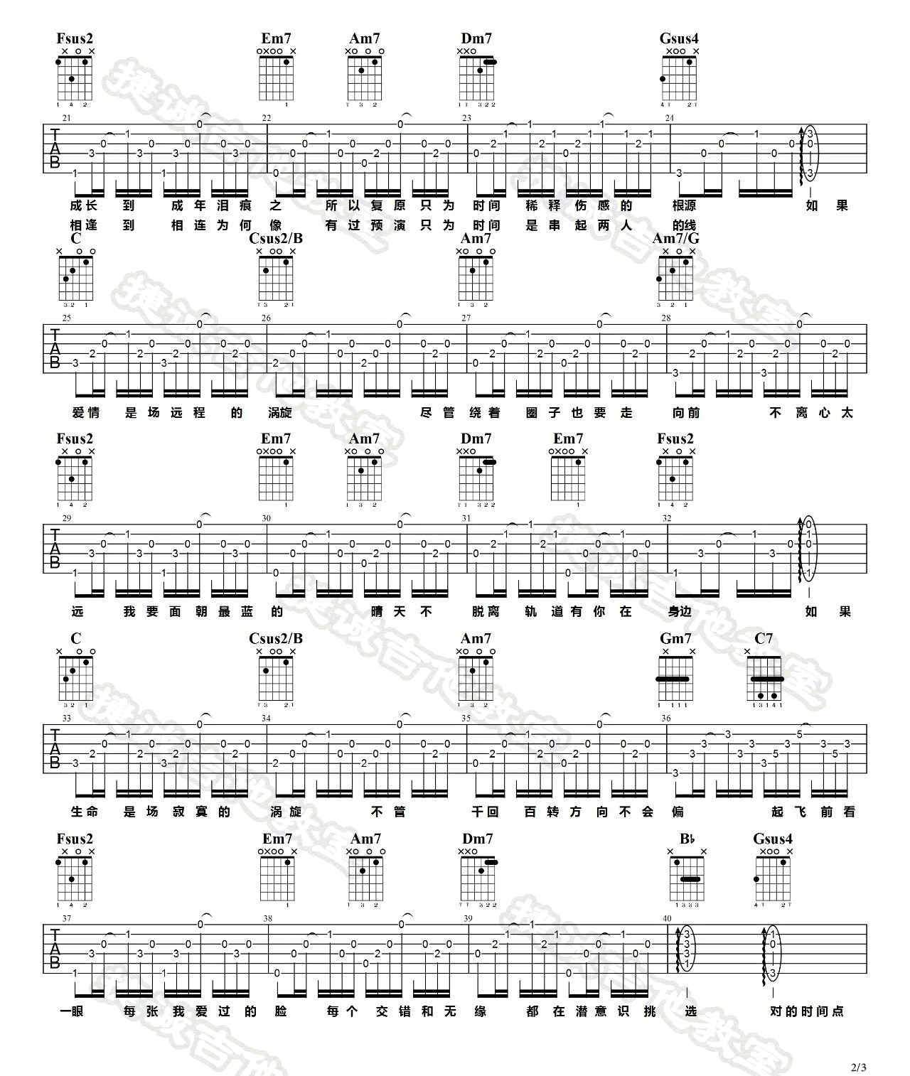 对的时间点吉他谱2-林俊杰-C调指法