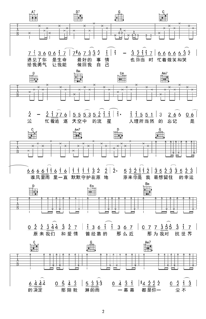 小幸运吉他谱2-田馥甄-G调指法