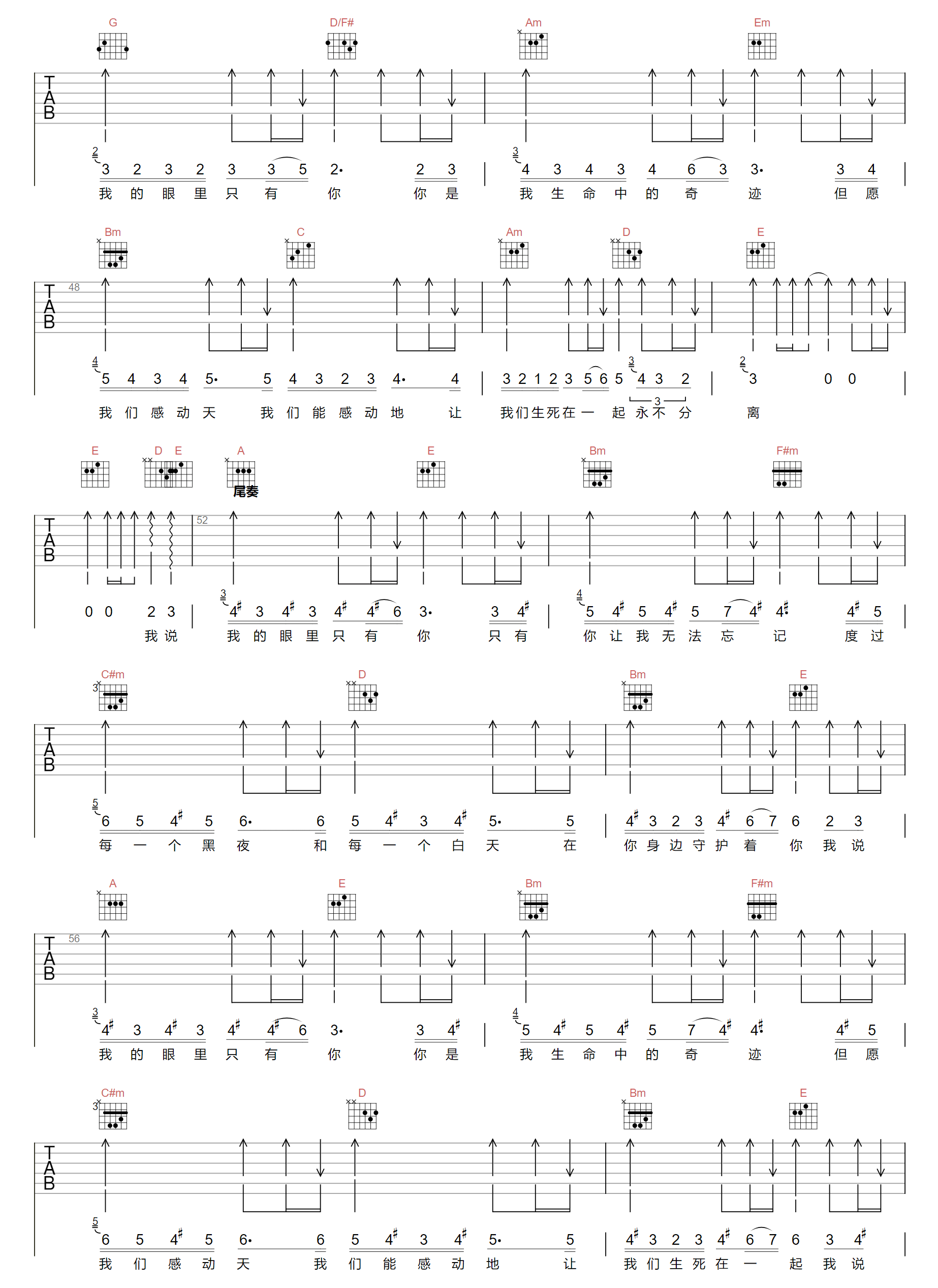 我的眼里只有你吉他谱3-周柯宇