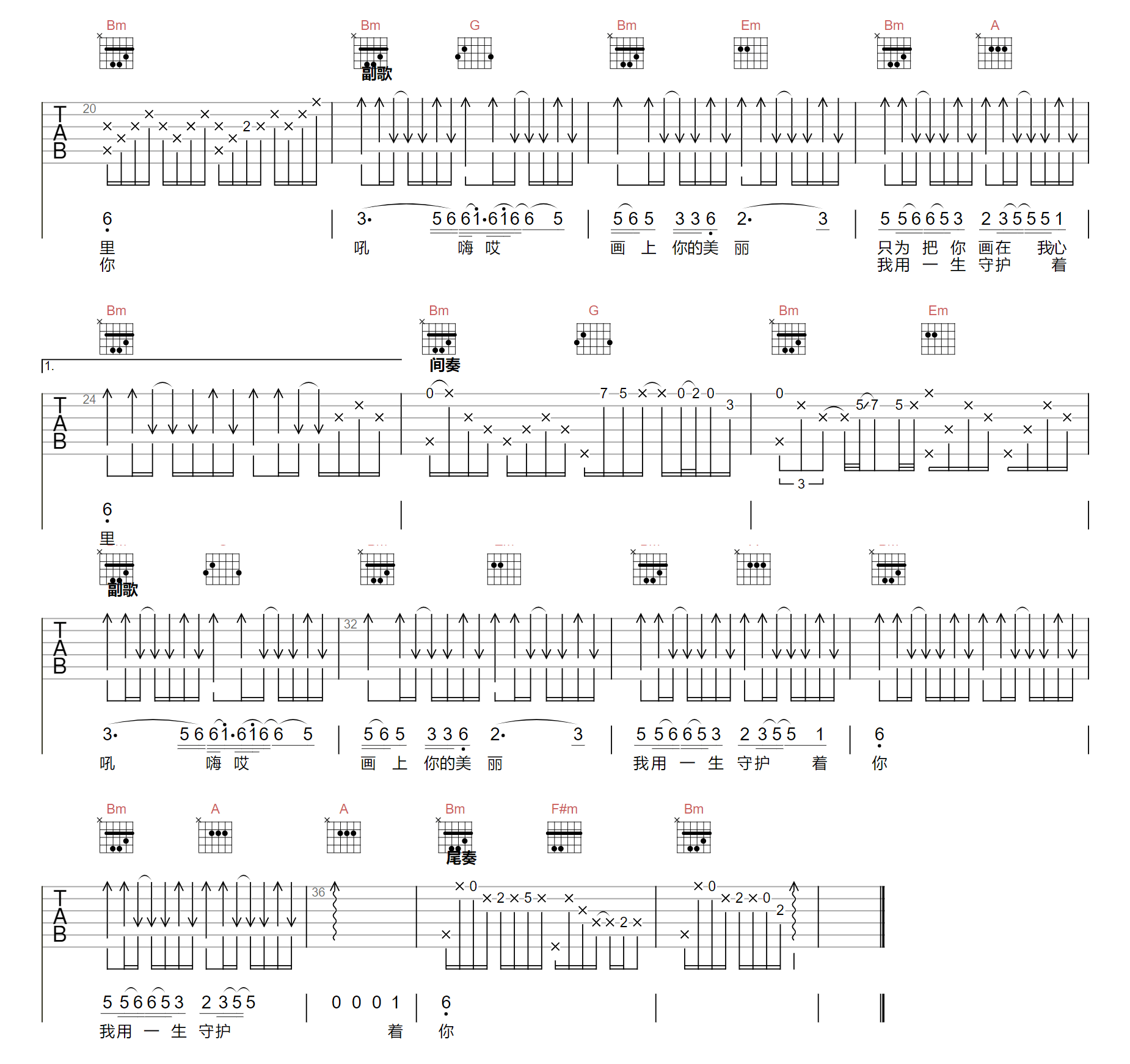 画你吉他谱2-科尔沁夫