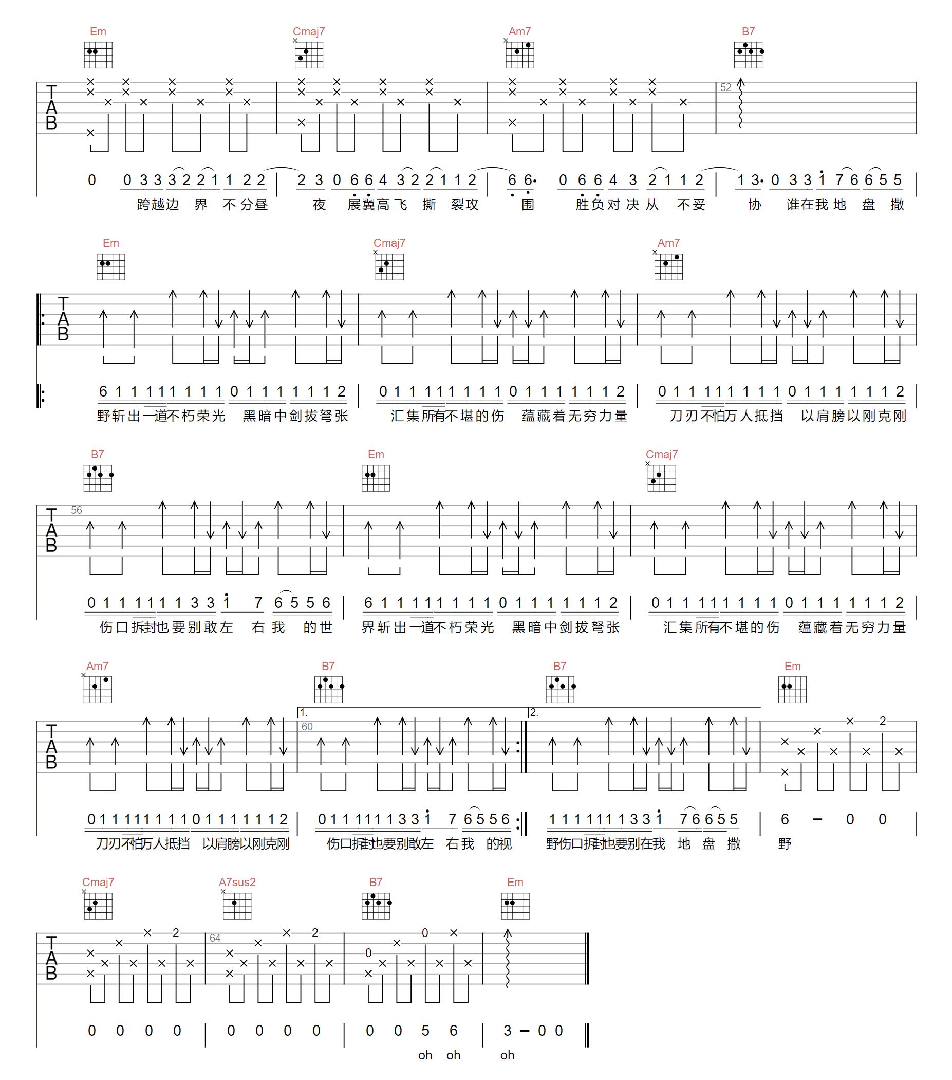 无拘吉他谱3-林俊杰