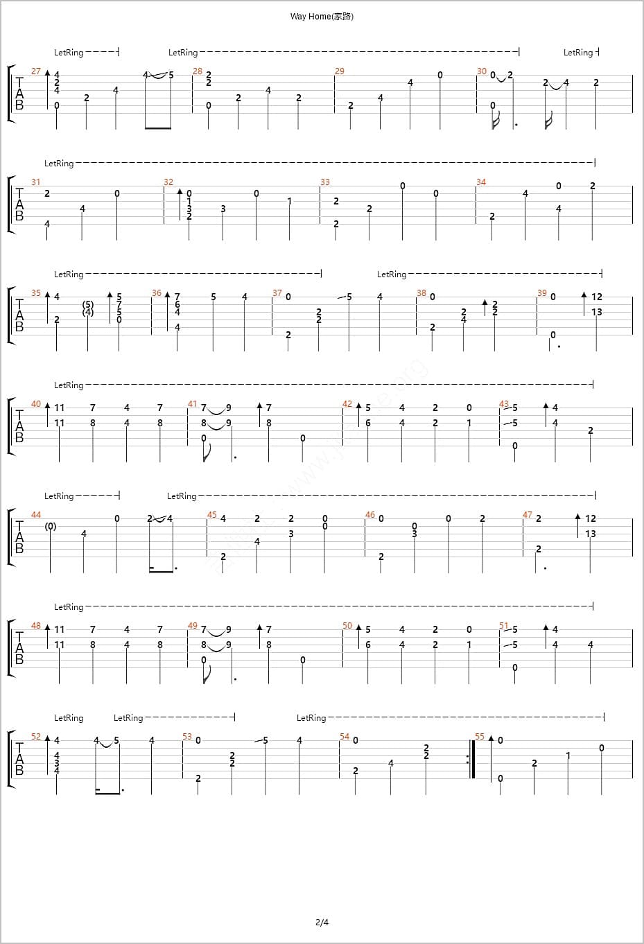 Way-Home指弹吉他谱2-押尾桑