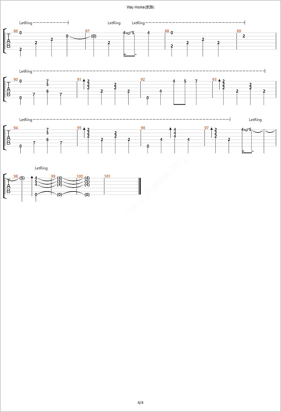Way-Home指弹吉他谱4-押尾桑