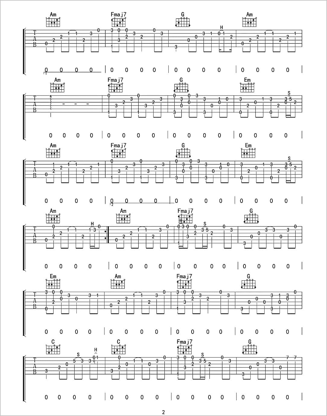 你的酒馆对我打了烊指弹吉他谱2-陈雪凝