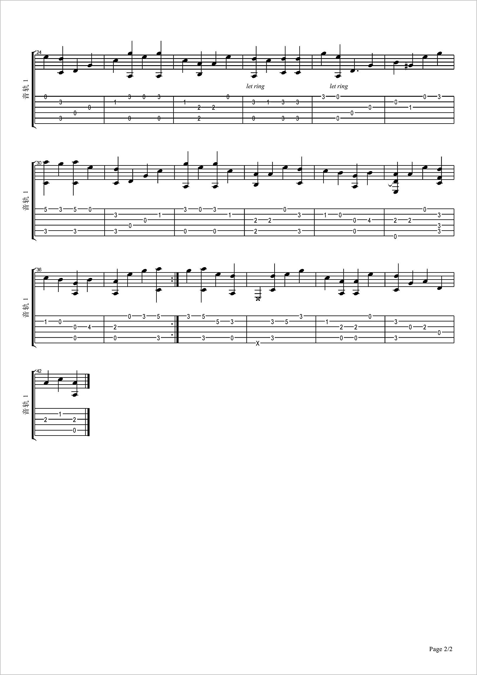 帝都指弹吉他谱2-萌萌哒天团