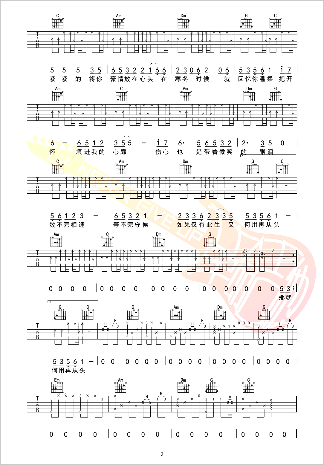 突然的自我吉他谱2-伍佰
