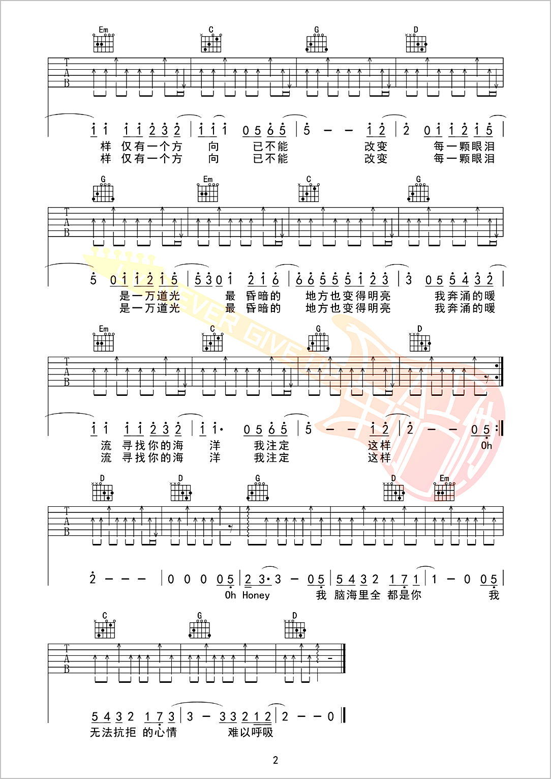 一万次悲伤吉他谱2-逃跑计划