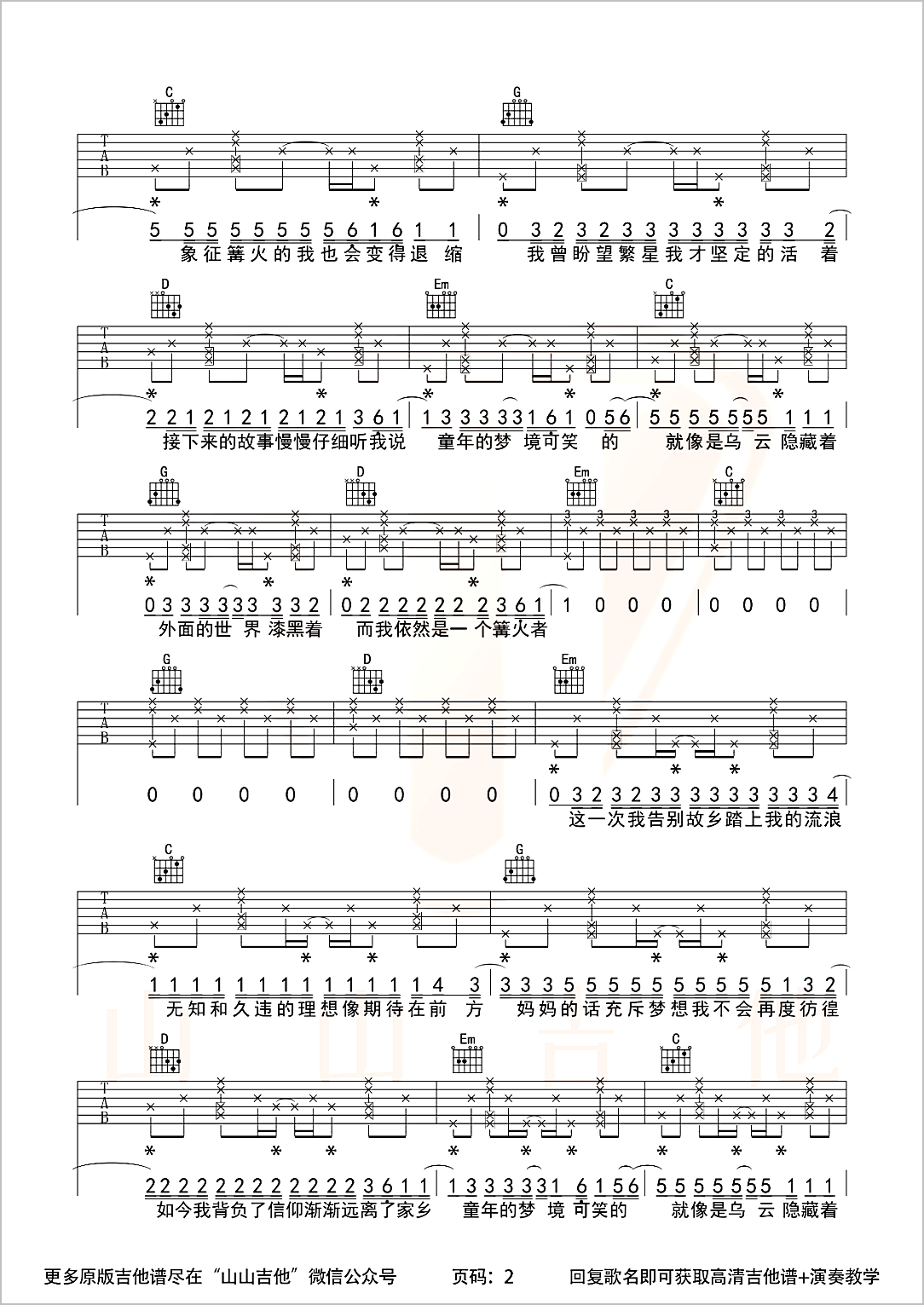 妈妈的话吉他谱2-Zyboy忠宇