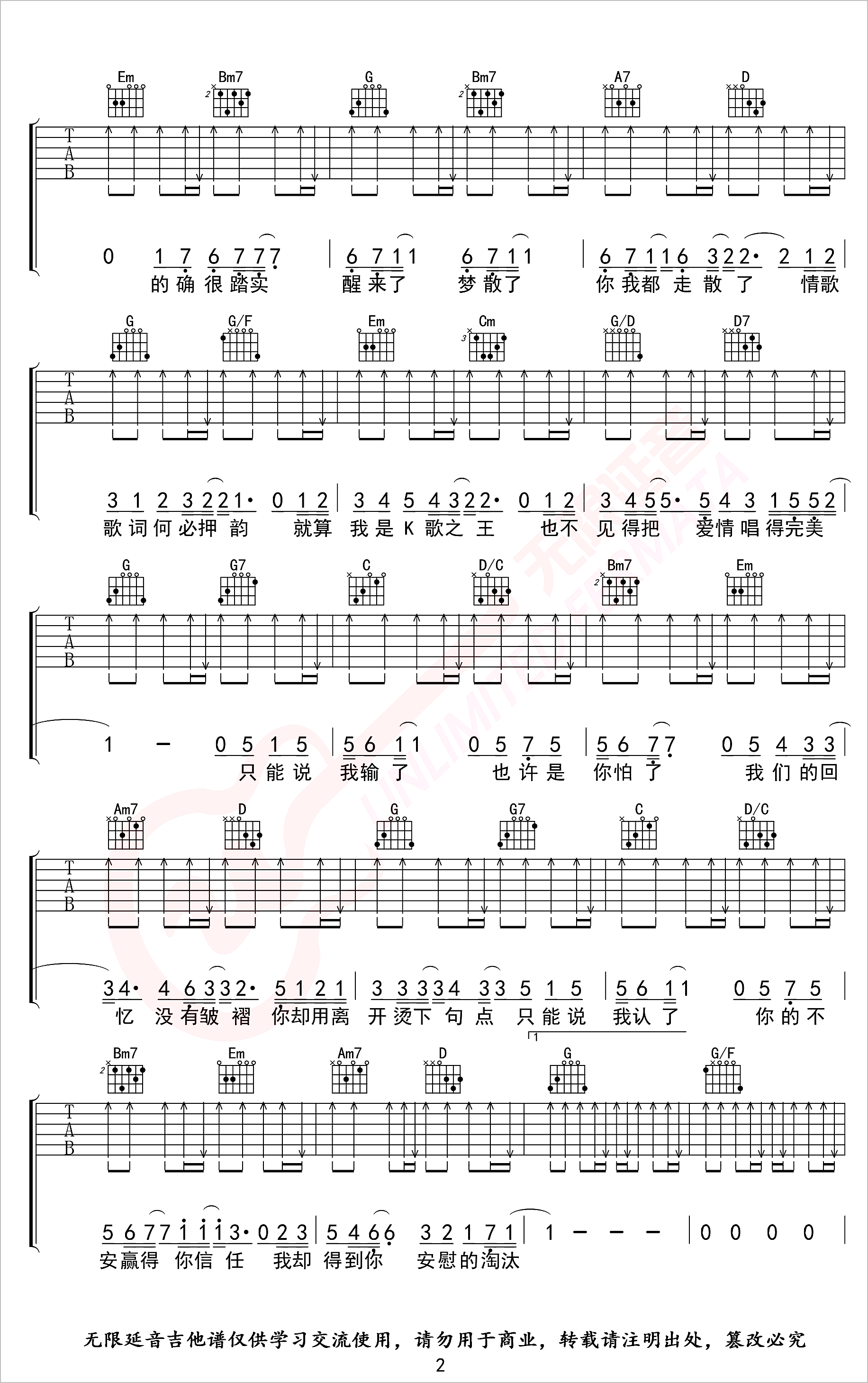 淘汰吉他谱2-陈奕迅