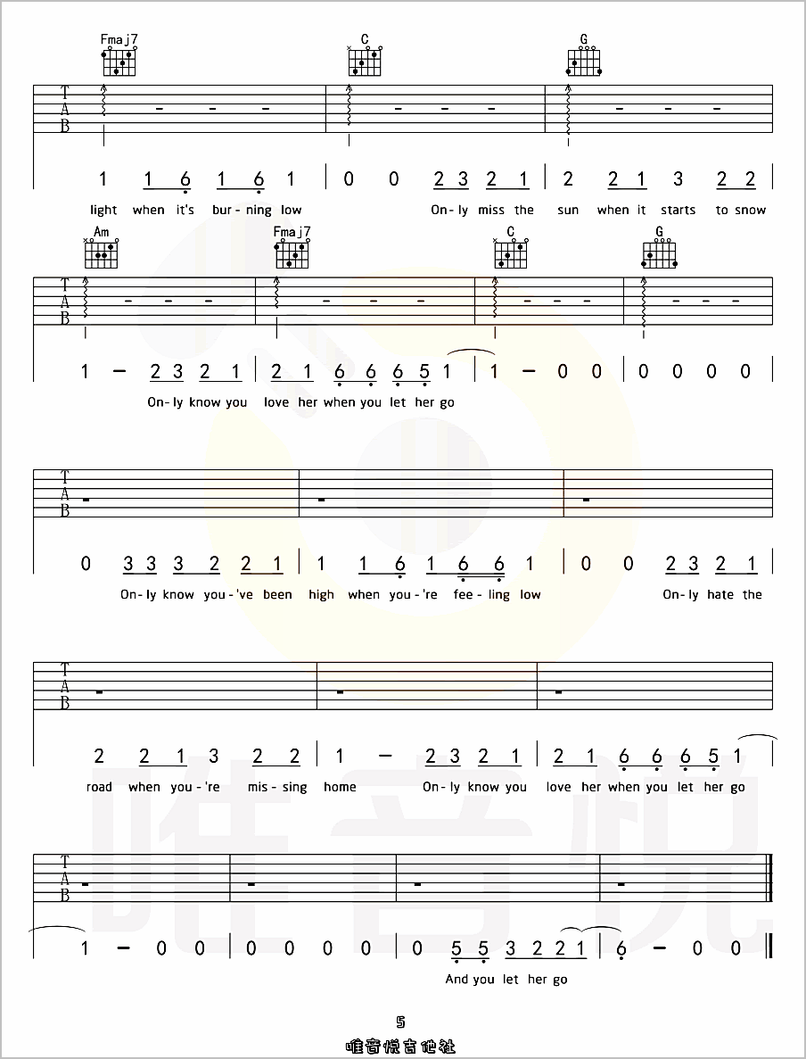Let-Her-Go吉他谱5-Passenger