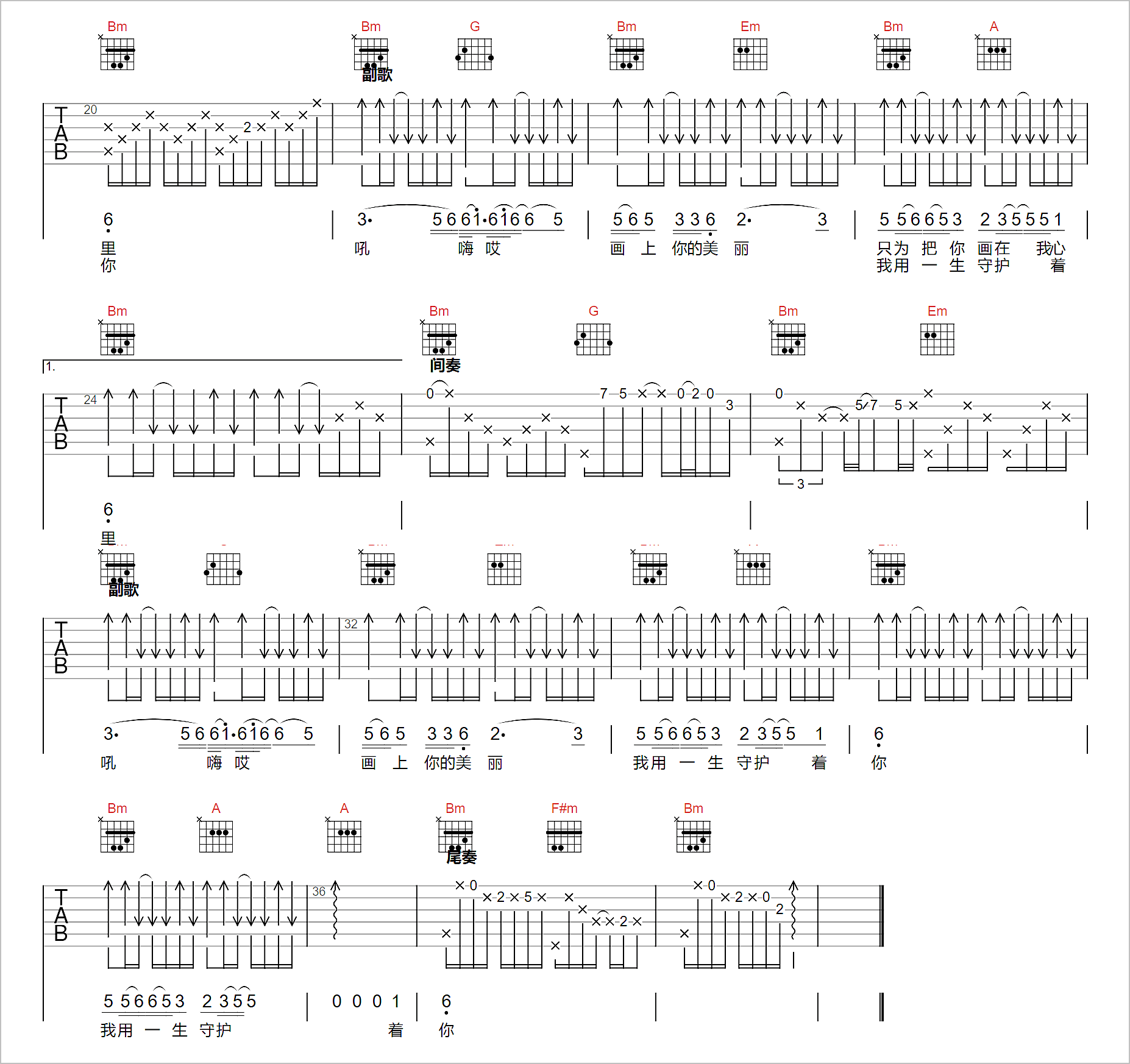 画你吉他谱2-科尔沁夫