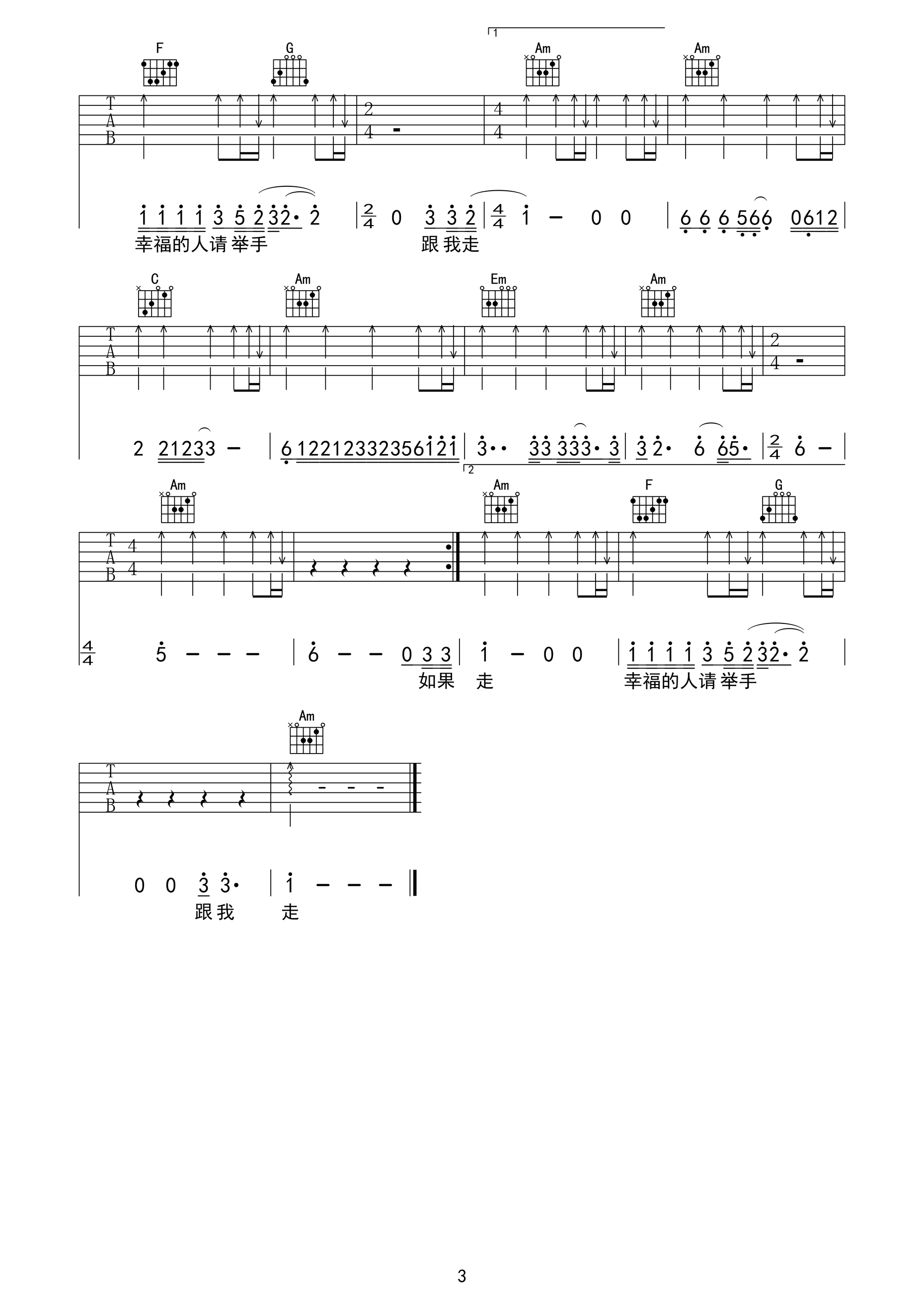 李晓杰《把酒倒满》D调吉他谱