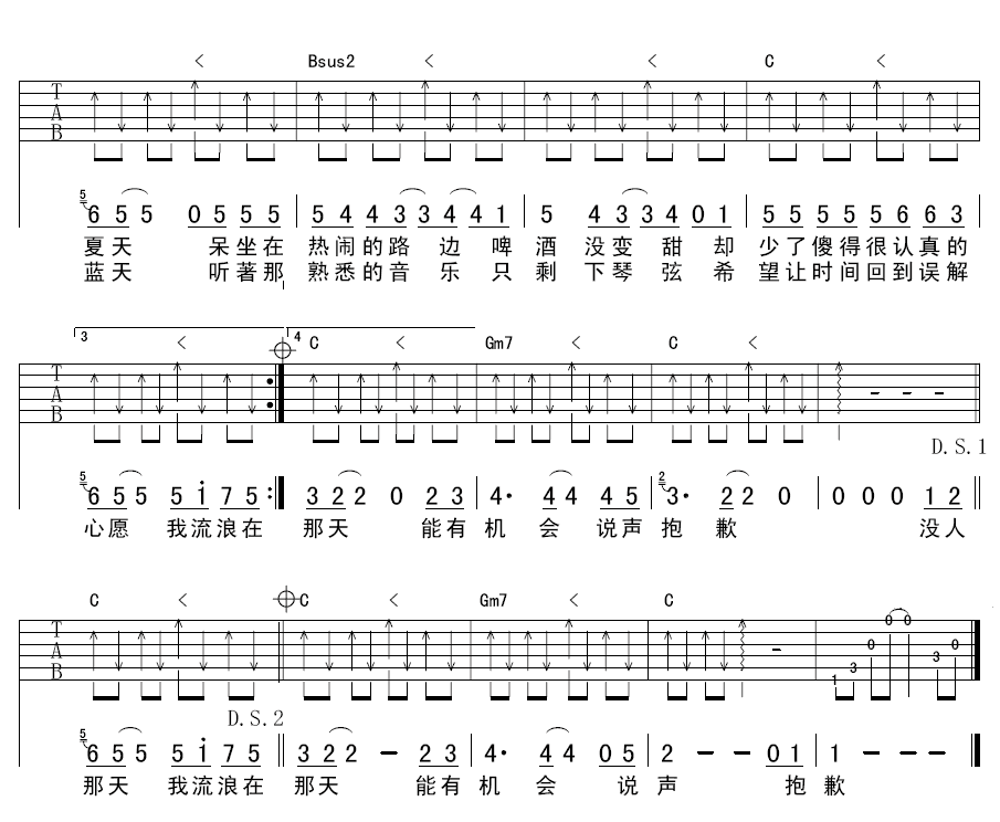 飞轮海《一个人流浪》F调吉他谱